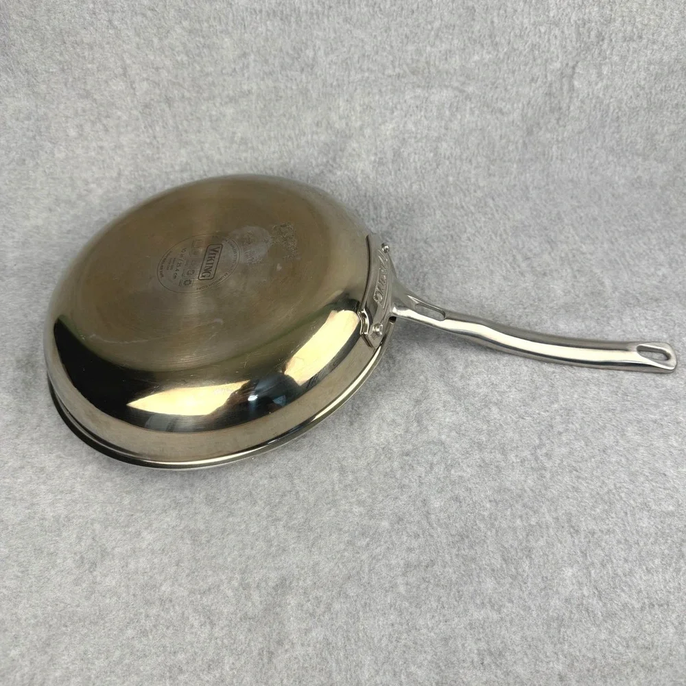 Viking Fry Pan 10in Silver Stainless Steel 3-Ply Aluminum Core 40011-3010